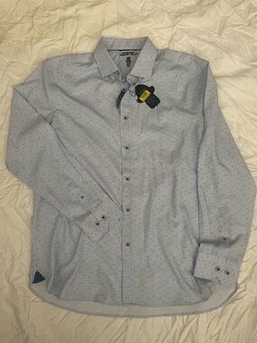 Visconti Black Label Men's Light Blue Patterned Long-Sleeve Shirt